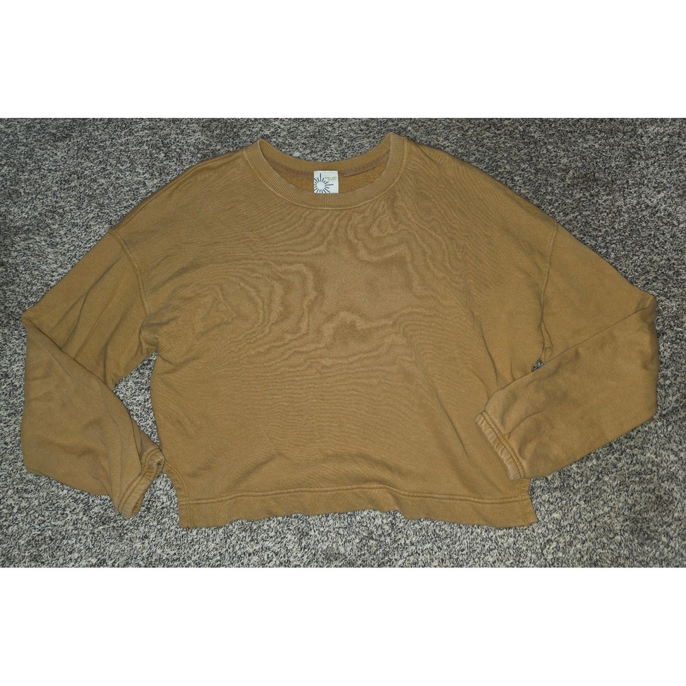 OFFLINE by Aerie Women Mustard Cotton French Terry Sweatshirt Medium Slit Hem
